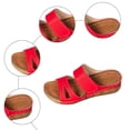 thumbnail image 6 of Dakaela Womens Wedge Sandals Leather Comfortable Dressy Slip on Slides Ladies Orthopedic Open Toe Casual Platform Walking Shoes with Arch Support Size 6-10 Red, 6 of 7