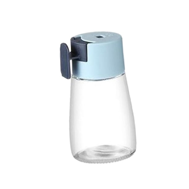 Botella medidora para condimentos, de vidrio transparente, multifuncional, 180 ml Azul