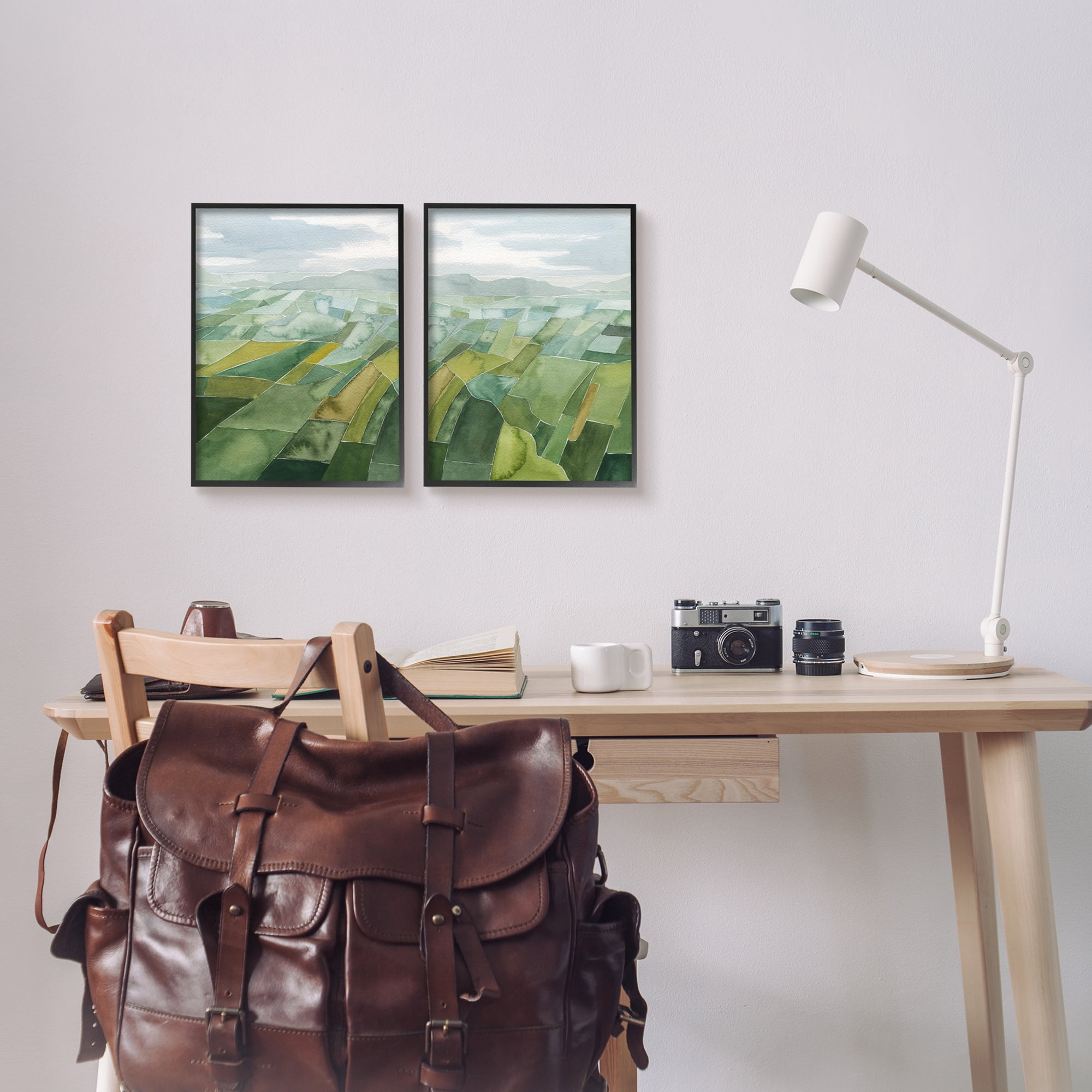 Stupell Industries Abstract Farmland Landscape Nature Painting Black Framed Art Print Wall Art, 11 x 14, Set of 2