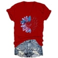 thumbnail image 4 of T Shirts For Women Womens Tops Graphic Shirts Sunflower Pattern Print Crew Neck Short Sleeve Tees Loose Tshirts Cute Casual Teacher Outfits, 4 of 5