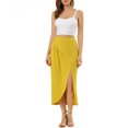 thumbnail image 2 of Unique Bargains Jupe Longue Décontractée pour Femmes Taille Élastique Fendue Asymétrique, 2 of 6