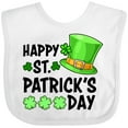 thumbnail image 3 of Inktastic Happy St. Patrick's Day Green Hat and Clovers Boys or Girls Baby Bib, 3 of 4