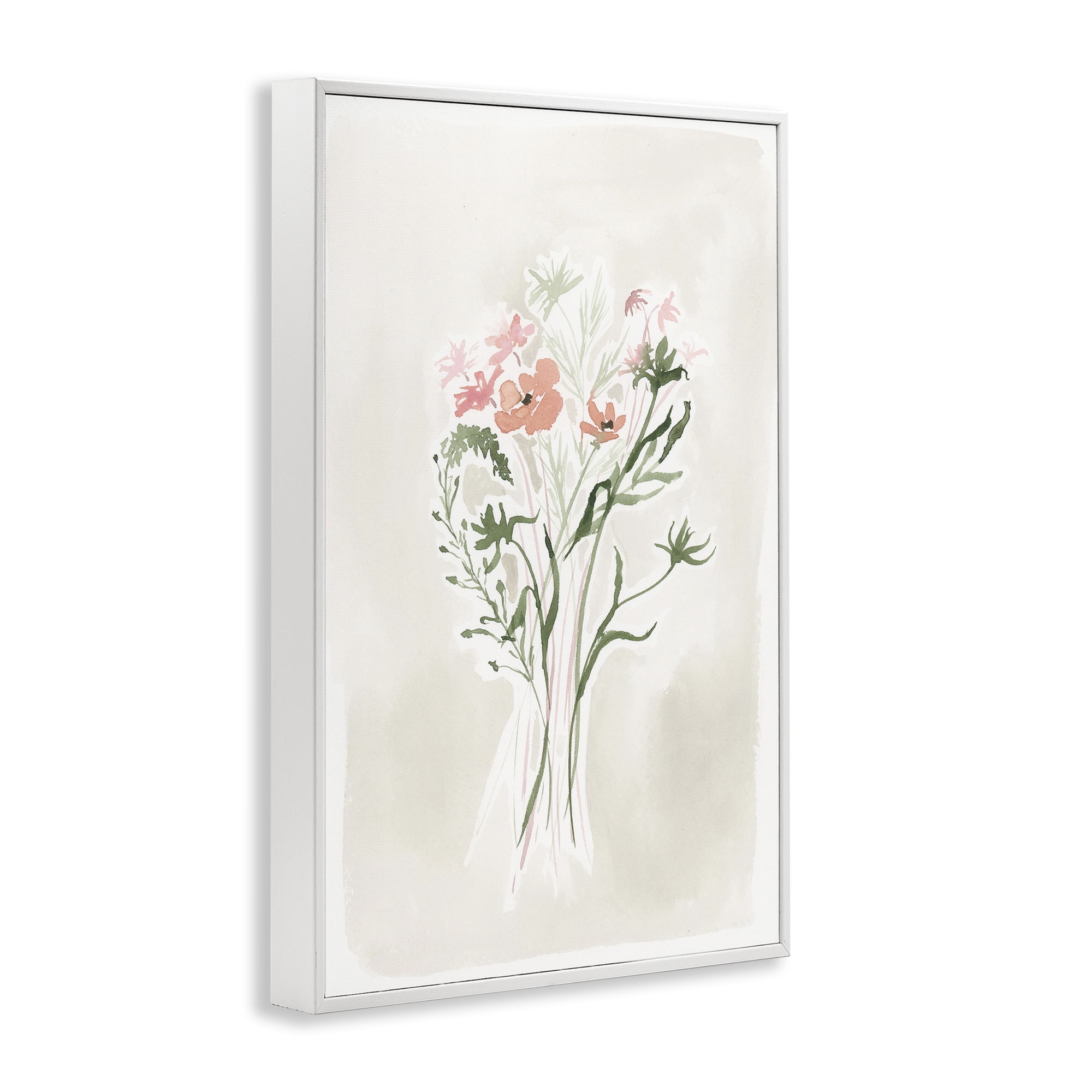 Stupell Industries Subtle Pastel Blooms Botanical & Floral Painting White Framed Art Print Wall Art, 12 x 18