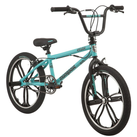 Mongoose Craze Freestyle BMX Bike  20-inch Mag wheels  4 Freestyle Pegs  ages 6 and up  Black  Mint  girls  boys