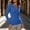 Blue, variant on Henley Long Sleeve Tops For Womens Ribbed Knit Notch V Neck Layering Blouses Slim Fit Casual Shirts Khaki L