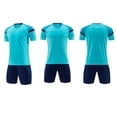 thumbnail image 5 of Odeerbi Kids Teen Boys Girls Mesh Soccer Training Uniform Set Color Block Short Sleeve T-Shirt Shorts Quick Dry Athletic Sets for 5-15 Years, 5 of 6