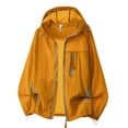 thumbnail image 4 of UPF 50+ Sun Protection Jacket for Men Hooded Long Sleeve Zipper Lightweight Quick Dry Windbreaker Fashion Athletic Tops with Pockets Orange M, 4 of 5