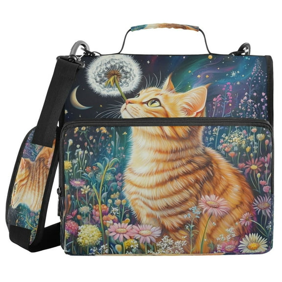 YAZAOO Zipper Binder trapper keeper Documents Organized Design Cosmic Cat Printed