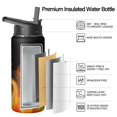 thumbnail image 2 of 18oz Insulated Water Bottle with Straw & Cleaning Brush, Wide Mouth Stainless Steel Flask, Flame Print, 2 of 5