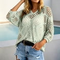 thumbnail image 2 of Plus Size Women's Openwork Knit Sweater Top, V-Neck Batwing Sleeve Loose Crochet Blouse, Casual Lightweight Summer Cover-Up, 8 Colors, Sizes S-5XL, 2 of 5