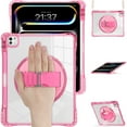 thumbnail image 2 of ELEHOLD Rugged Case For Apple iPad Pro 13 2024 13 Inch, Full Protection Transparent 360° Rotating Stand Cover, with Silicone Wrist Strap, Shoulder Strap,Rose, 2 of 10