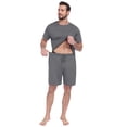 thumbnail image 3 of GIRUNS Men's Pajama Set Lightweight Sleepwear Short Sleeve and Shorts with Pockets Dark Gray M, 3 of 6