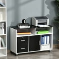 thumbnail image 2 of HOMCOM Printer Stand Office Mobile Cabinet Organizer w/ Castor Drawer Black, 2 of 10