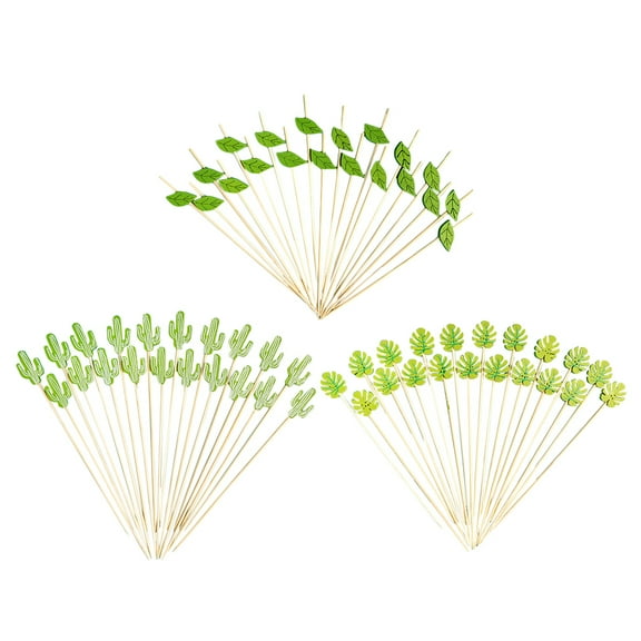 PAMINGONO Tropical Toothpicks For Appetizers Green 60Pack 4.91X0.59X0.20in