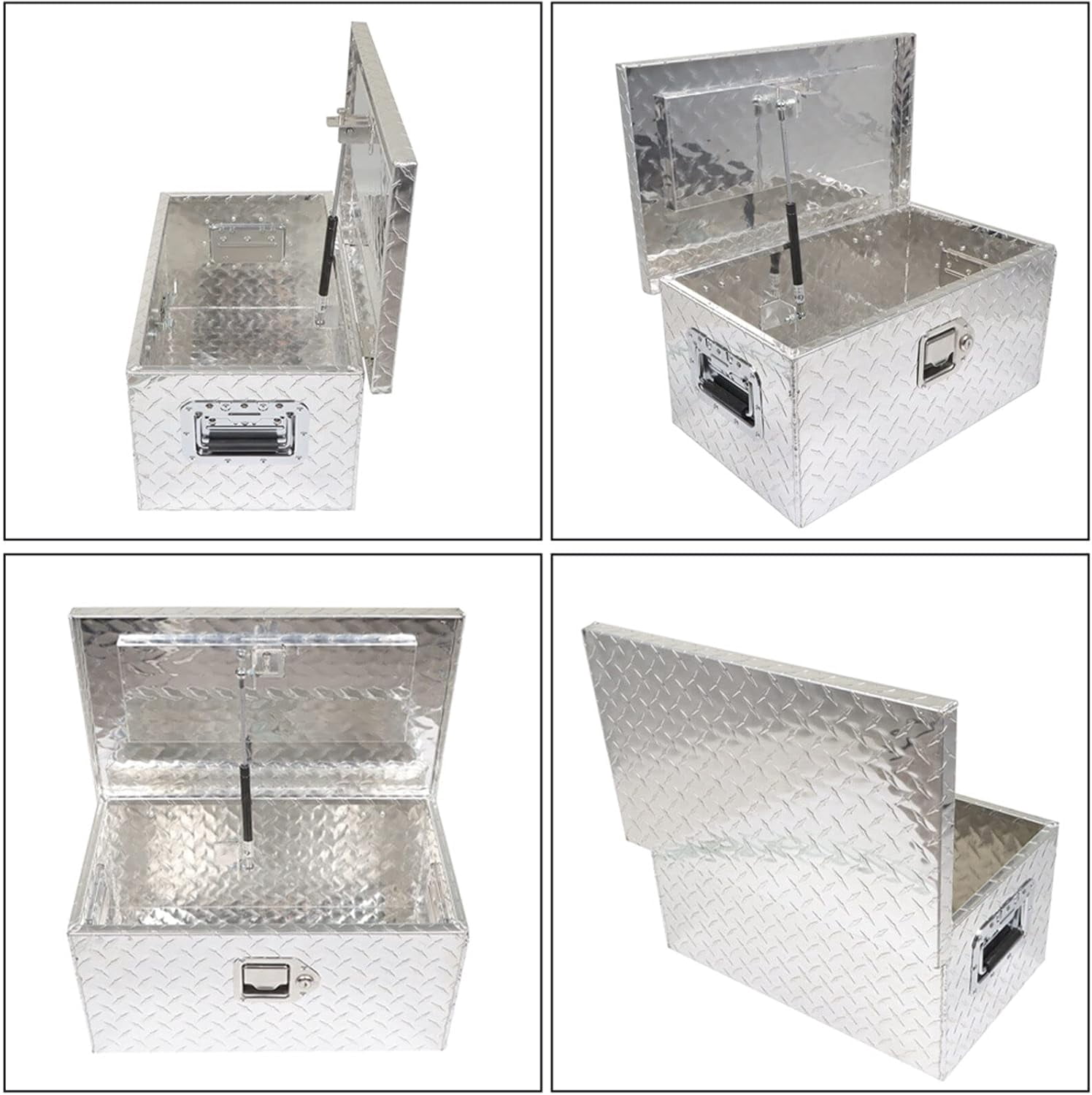 LABLT 20 Inch Aluminum Diamond Plate Tool Box Organizer Silver With Lock Key