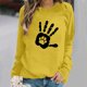 thumbnail image 1 of ICHUANYI Clearance Women's Round Neck Top Casual Fashion, Personalized Printing Loose Fitting, Slimming Long Sleeves(Yellow, M) ICHUANYI WER2023081513144, 1 of 4