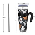 thumbnail image 4 of 40oz Tumbler,Dark Halloween Ghosts Pumpkins and Stars Insulated Tumblers with Removable Handle,Stainless Steel Double Vacuum Coffee Tumbler Cup with Straw for Home,Office,Travel,Party, 4 of 5