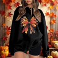 thumbnail image 2 of Fiaer Thanksgiving Sweatshirts for Women Leaf Graphic Long Sleeve Pullovers Crew Neck Baggy Fashion Plus Size Tops Black XL, 2 of 4