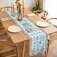 thumbnail image 3 of Table Runner 72 Inches Long for Kitchen Dining, Easter Dresser Scarf Farmhouse, Dining Table Decorations for Wedding/Parties, Spring Gnomes Bunny Eggs Flowers Blue Checkered 18 x 72 In, 3 of 8