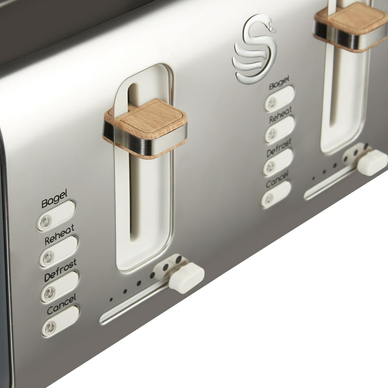 Salton Swan Nordic Toaster 2 Slice, 3 Modes with 6 Power Settings, Slim  White