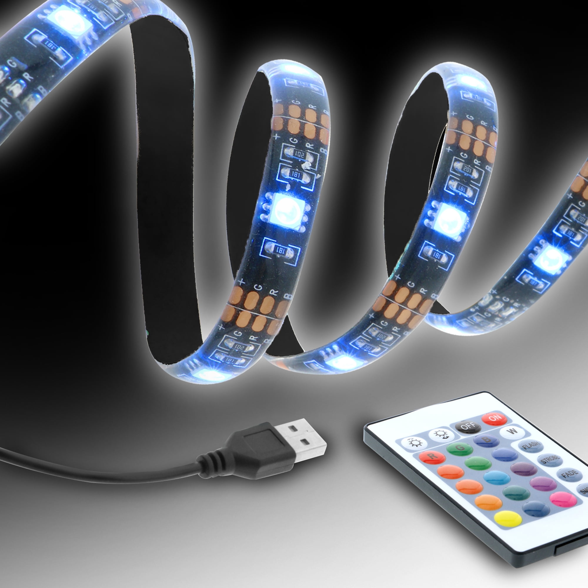 LED Strip Lights 6.5 ft for 40-60 TV 16 Color USB Backlight Kit with  Remote NEW