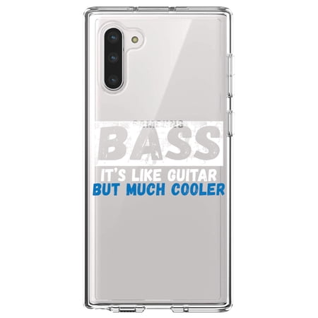 DistinctInk Clear Shockproof Hybrid Case for Samsung Galaxy Note 10 (6.3 Screen) - TPU Bumper Acrylic Back Tempered Glass Screen Protector - Bass - It s Like Guitar But Much Cooler