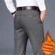 thumbnail image 3 of Pantalones casuales gruesos de vellón para hombre, de negocios, ajustados, rectos, sencillos, de estilo clásico, de algodón, gris oscuro, pantalones de felpa para oficina para hombre, 3 of 5