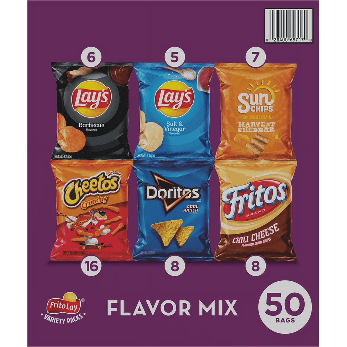 Frito-Lay Flavor Mix Chips And Snacks Variety Pack (50 Count)