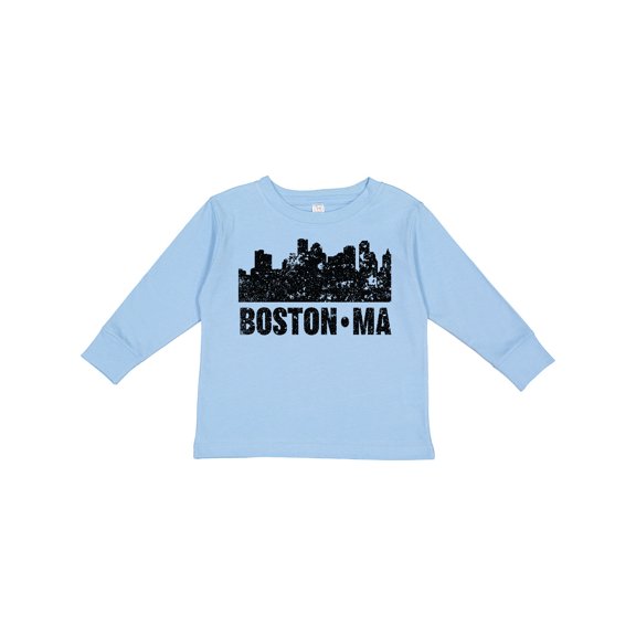 Inktastic Boston Massachusetts City Skyline with Grunge Boys or Girls Long Sleeve Toddler T-Shirt