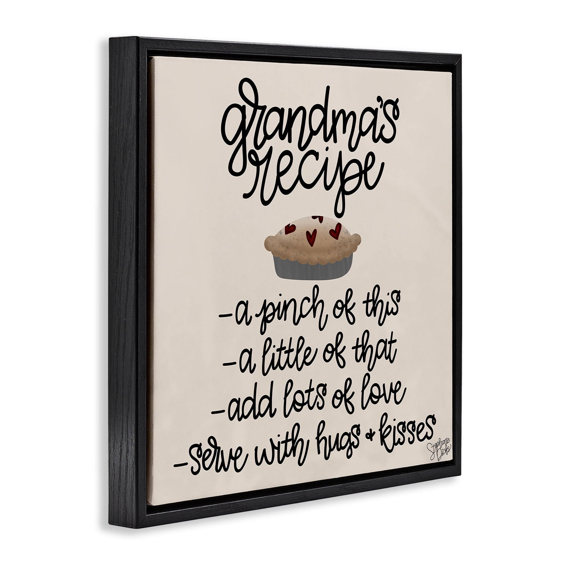 Stupell Industries Grandma's Dessert Recipe Food & Beverage Painting Black Floater Framed Canvas Art Print Wall Art, 25 x 25