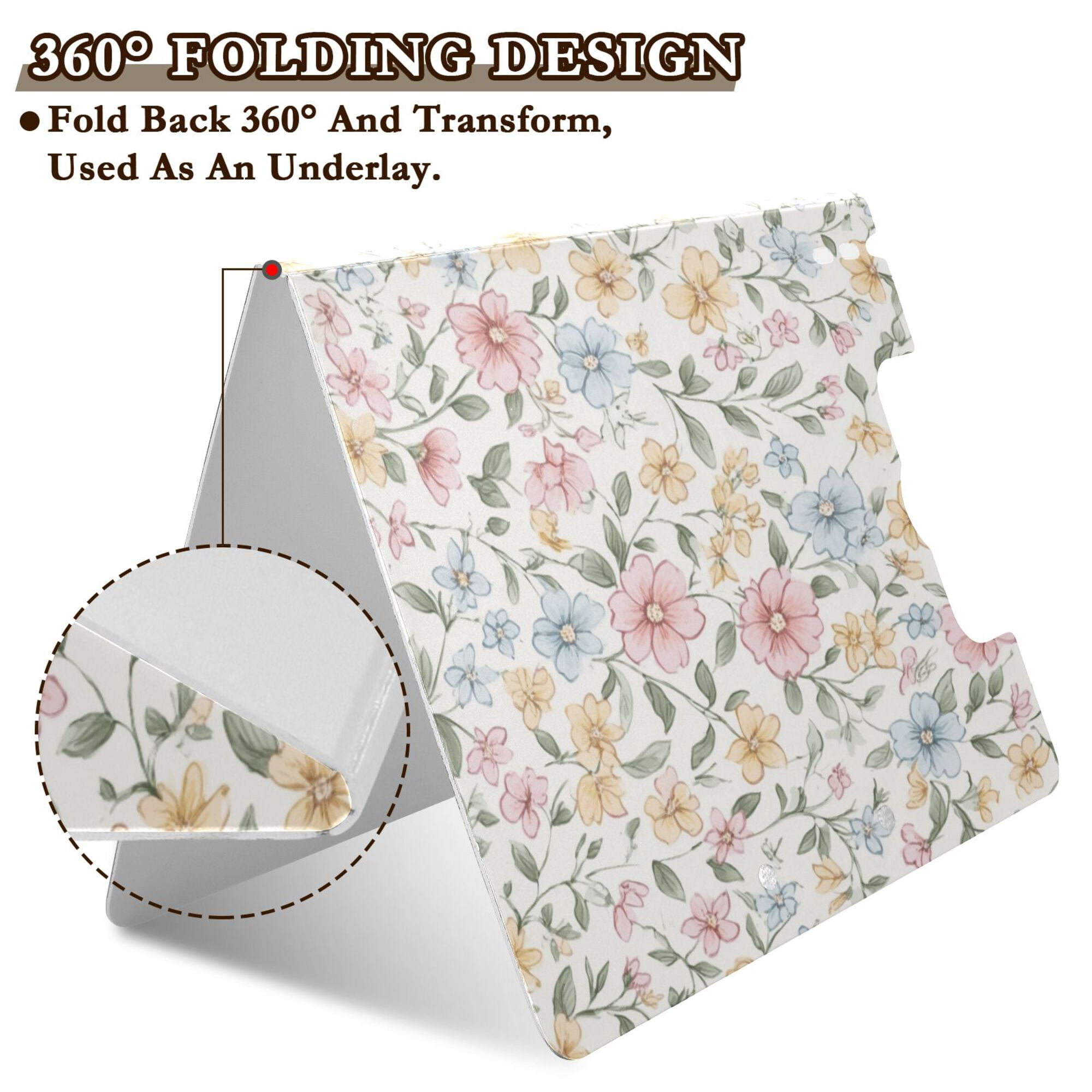 FORMRS A4 Clipboard Folder with Pen Holder Horizontal Foldable School Office Binder, Pastel Floral Pattern