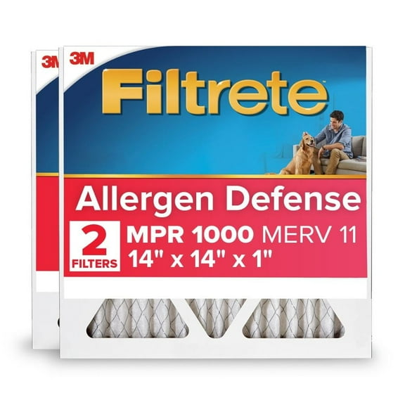 Filtrete 14x14x1 HVAC Furnace Air Filter, MPR 1000 MERV 11, Allergen Defense, 2 Pack