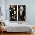 thumbnail image 4 of Vintage Black Floral Kitchen Curtains 84 Inch Length, Spring Seasonal Botanical Blooms Grommet Top Bedroom Living Room Curtains, Light Filtering Cafe Curtain Drapes 2 Panels Set 104''x84'', 4 of 9