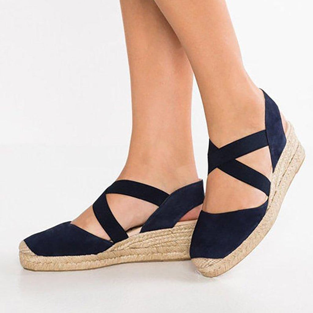 Details about   Women's Summer Platform Creeper Sandals Cross Straps Muffin Beach Sandals Shoes 