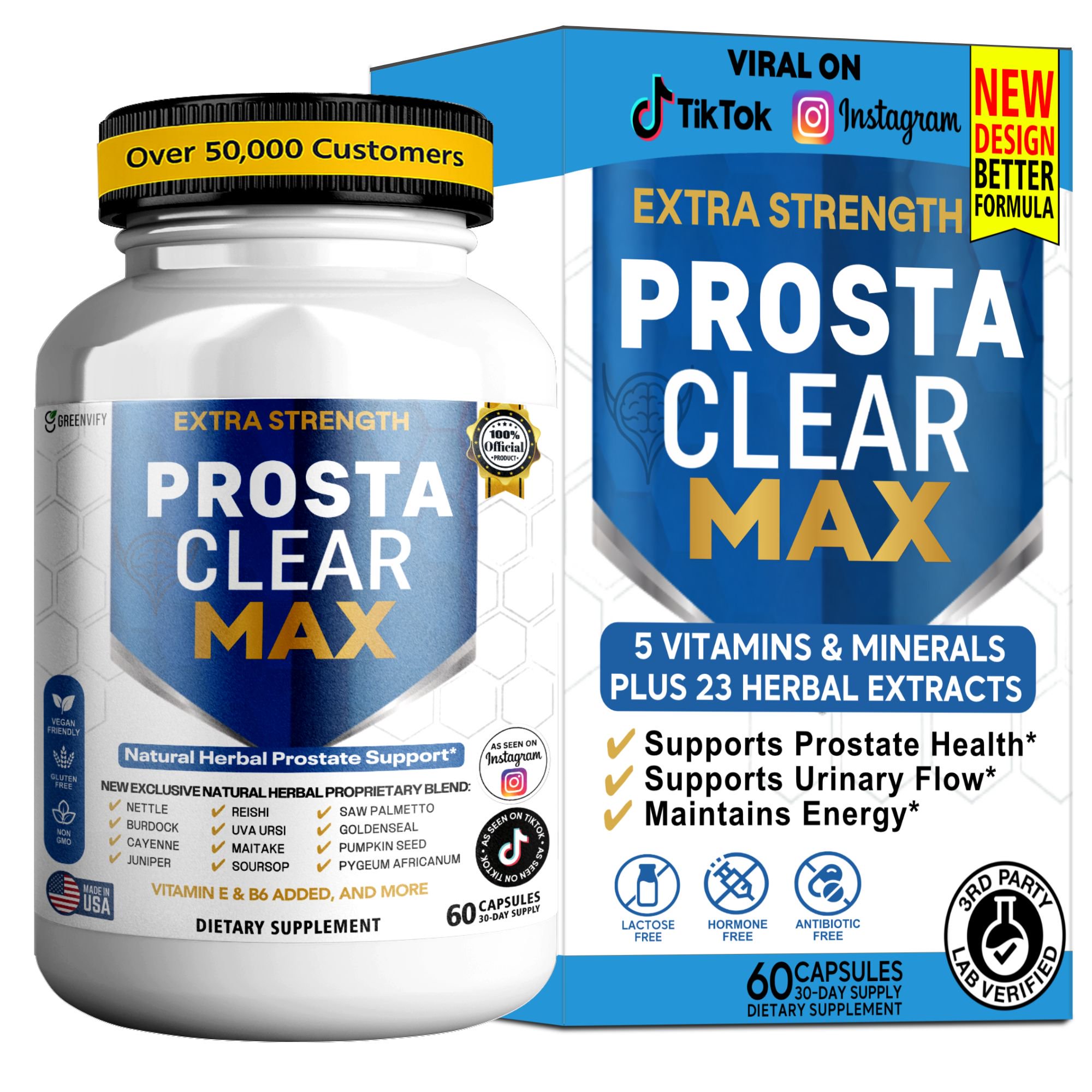 GreenVify ProstaClear Max Prostate Health Support Dietary Supplement Capsules