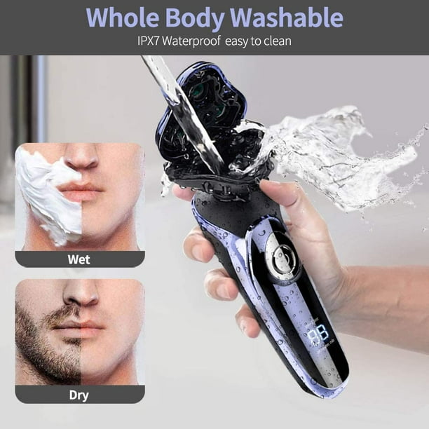 Men's electric shaver with trimmer outlet
