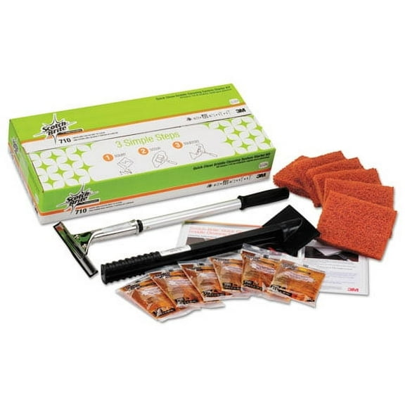 Scotch-Brite Quick Clean Griddle Cleaning System Starter Kit, 4 x 5.24, Orange