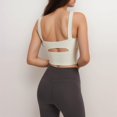 thumbnail image 4 of Women's Square Neck Active Crop Tank Top with Contour Seams Wide Straps and Sculpting Stretch Performance Fabric - Off White, Small, 4 of 5