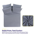 thumbnail image 2 of 6 Piece Printed Sheet Set, Deluxe Ultra Soft 1500 Series, Double Brushed Microfiber -Classic Navy, California King, 2 of 5