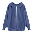 thumbnail image 5 of Womens Zip Up Hoodies Oversized Sweatshirts Fall School Fashion Outfits Casual Jackets 2025 Winter Clothes Navy 2XL, 5 of 5
