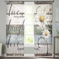 thumbnail image 2 of White Green Blue Sheer Curtains 96 Inches Long 2 Panels Set, Window Sheer Curtains for Living Room/Bedroom, Vintage Wooden Rustic White Daisy Floral Light Filtering Rod Pocket Curtain 52'' x 96'' x 2, 2 of 7