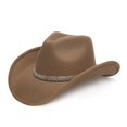 thumbnail image 2 of Gtoiithly Cowboy Hat for Women's Western Denim Curved Top Hat Brimmed English Jazz Style Comfortable for Daily Wear Parties and Outdoor Use L1-Khaki, 2 of 4