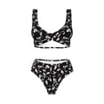 thumbnail image 4 of Rocae Black White Leaves for Bikini Set for Women Two Piece Sexy High Swimsuits Split Crossover Bikini XX-Large, 4 of 9