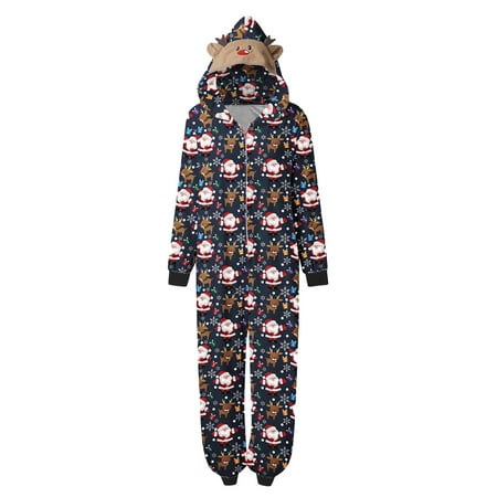 

Family Christmas Pjs Matching Sets Jumpsuit Onesie with Hood Christmas Pajamas for Family Holiday Xmas Sleepwear