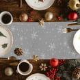 thumbnail image 3 of Burlap Table Runner 70 Inches Long,Xmas Snowman Pine Tree on Gray Non-Slip Kitchen Table Runners for Dining Room Everyday Use Party Table Decorations Winter Snowflake Yellow Star, 3 of 9