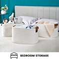 thumbnail image 7 of Woven Cotton Rope Storage Basket,Decorative Woven Basket,Decorative Baskets with Detachable Leather Handles for Closet Storage,Woven Baskets For Toy,Blanket, Book Storage(White 1PCS), 7 of 7
