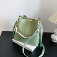 thumbnail image 4 of Stylago Women Leather Bucket Tote Bags with Ribbon Fashion Shoulder Purses Versatile Crossbody Bags Ladies Zipper Handbag Green, 4 of 6