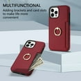 thumbnail image 3 of Allytech iPhone 11 Pro Case with Ring Holder, Slim Fit Cards Holder Cash Pocket Protective PU Leather TPU Shell Wallet Phone Case for Apple iPhone 11 Pro - Red, 3 of 8
