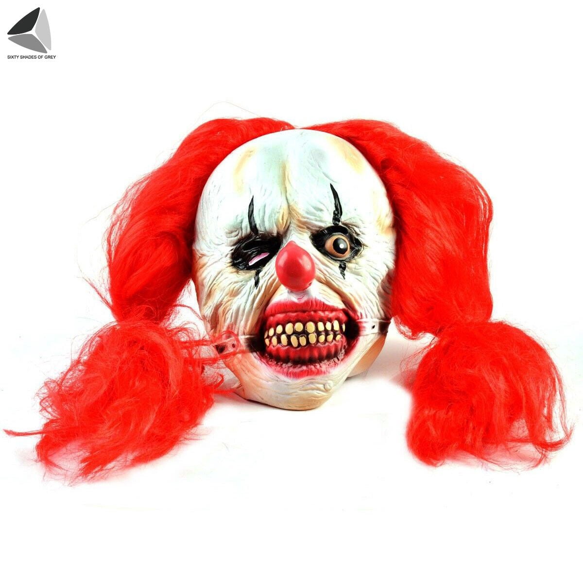 Masque De Clown D'horreur Halloween - Avec Perruque Rouge, En Latex, Taille Environ 30x37 Cm, Pour Fêtes Et Cosplay - 8
