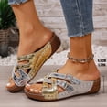 thumbnail image 2 of Womens Platform Sandals Color Block Slip on Slides Buckle Strap Comfortable Cushioned Low Wedge Orthopedic Walking Shoes Silver Size 7, 2 of 6